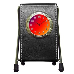 Rainbow Background Pen Holder Desk Clocks