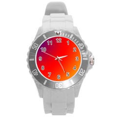 Rainbow Background Round Plastic Sport Watch (l)