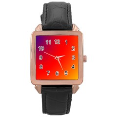 Rainbow Background Rose Gold Leather Watch 