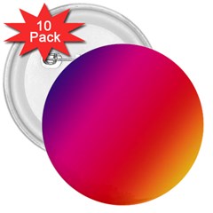 Rainbow Colors 3  Buttons (10 Pack) 