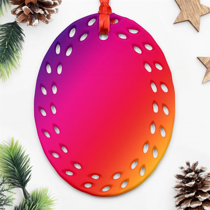 Rainbow Colors Oval Filigree Ornament (Two Sides)