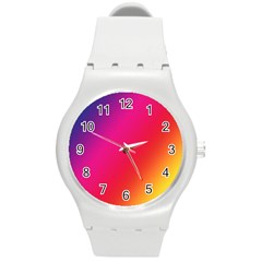 Rainbow Colors Round Plastic Sport Watch (m)