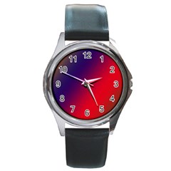 Rainbow Two Background Round Metal Watch by Amaryn4rt