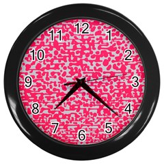 Template Deep Fluorescent Pink Wall Clocks (black)