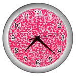 Template Deep Fluorescent Pink Wall Clocks (Silver)  Front