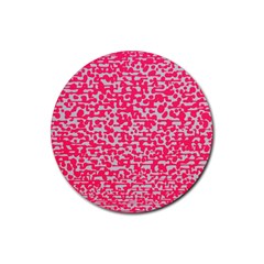 Template Deep Fluorescent Pink Rubber Round Coaster (4 Pack)  by Amaryn4rt