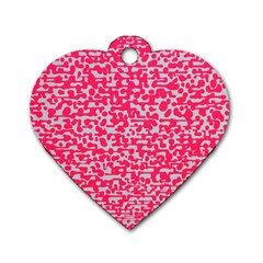 Template Deep Fluorescent Pink Dog Tag Heart (one Side)