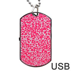 Template Deep Fluorescent Pink Dog Tag Usb Flash (two Sides)