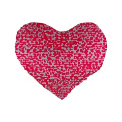 Template Deep Fluorescent Pink Standard 16  Premium Flano Heart Shape Cushions by Amaryn4rt