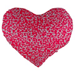 Template Deep Fluorescent Pink Large 19  Premium Flano Heart Shape Cushions