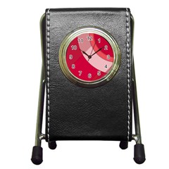 Red Material Design Pen Holder Desk Clocks