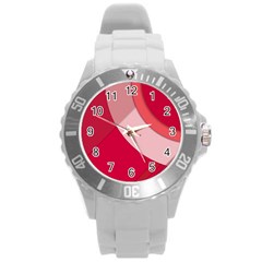 Red Material Design Round Plastic Sport Watch (l)