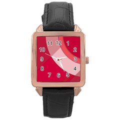 Red Material Design Rose Gold Leather Watch 