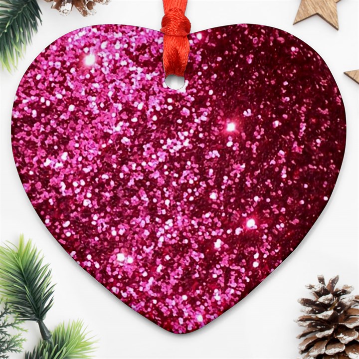 Pink Glitter Ornament (Heart)