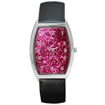 Pink Glitter Barrel Style Metal Watch Front