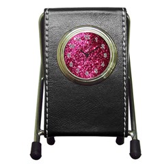 Pink Glitter Pen Holder Desk Clocks