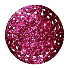 Pink Glitter Round Filigree Ornament (two Sides) by Amaryn4rt