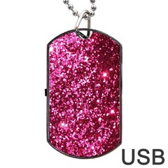 Pink Glitter Dog Tag Usb Flash (one Side) by Amaryn4rt