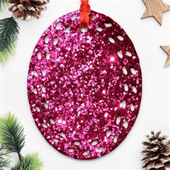 Pink Glitter Oval Filigree Ornament (two Sides) by Amaryn4rt