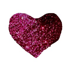 Pink Glitter Standard 16  Premium Heart Shape Cushions