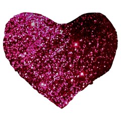 Pink Glitter Large 19  Premium Heart Shape Cushions