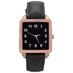 Smooth Color Pattern Rose Gold Leather Watch 