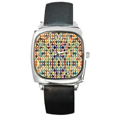 Retro Pattern Abstract Square Metal Watch