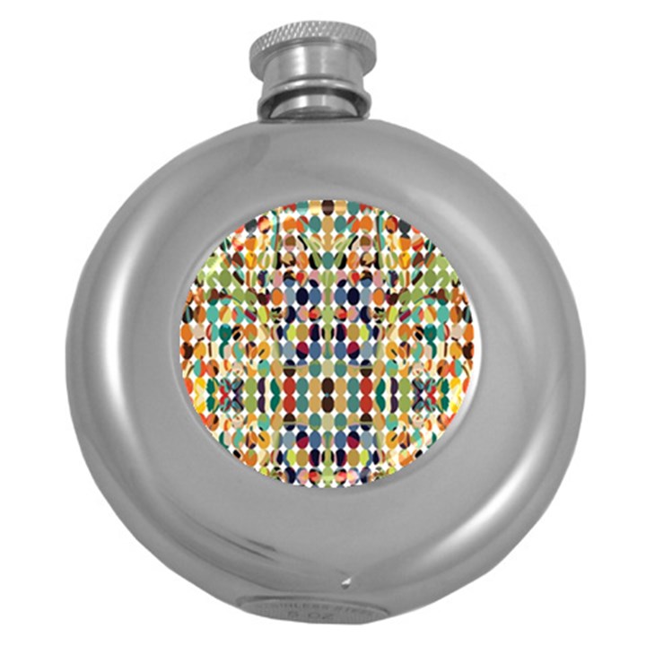 Retro Pattern Abstract Round Hip Flask (5 oz)