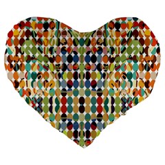 Retro Pattern Abstract Large 19  Premium Heart Shape Cushions