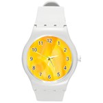 Yellow Pattern Painting Round Plastic Sport Watch (M) Front