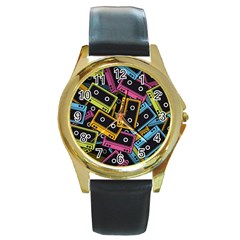 Type Pattern Round Gold Metal Watch by Amaryn4rt