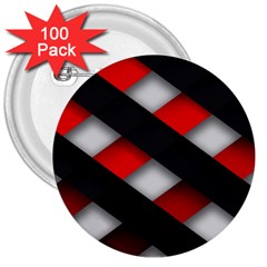 Red Textured 3  Buttons (100 Pack) 