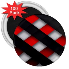 Red Textured 3  Magnets (100 Pack)