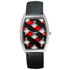 Red Textured Barrel Style Metal Watch