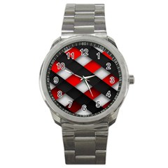 Red Textured Sport Metal Watch