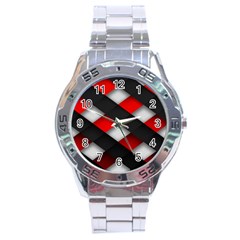 Red Textured Stainless Steel Analogue Watch