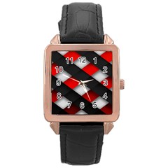 Red Textured Rose Gold Leather Watch 