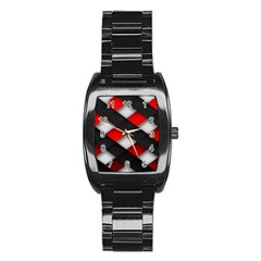 Red Textured Stainless Steel Barrel Watch