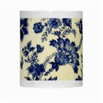 Vintage Blue Drawings On Fabric White Mugs Center