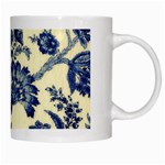 Vintage Blue Drawings On Fabric White Mugs Right