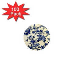 Vintage Blue Drawings On Fabric 1  Mini Magnets (100 Pack) 