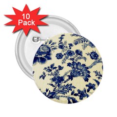 Vintage Blue Drawings On Fabric 2 25  Buttons (10 Pack) 