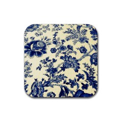 Vintage Blue Drawings On Fabric Rubber Coaster (square)  by Amaryn4rt