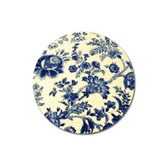 Vintage Blue Drawings On Fabric Magnet 3  (round) by Amaryn4rt