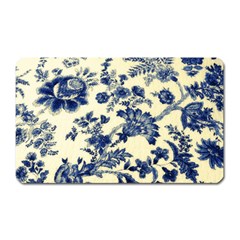 Vintage Blue Drawings On Fabric Magnet (rectangular)