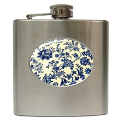 Vintage Blue Drawings On Fabric Hip Flask (6 Oz) by Amaryn4rt