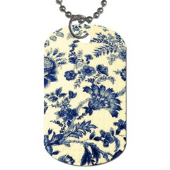 Vintage Blue Drawings On Fabric Dog Tag (two Sides) by Amaryn4rt