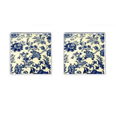 Vintage Blue Drawings On Fabric Cufflinks (square)