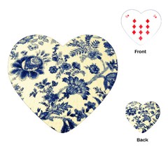 Vintage Blue Drawings On Fabric Playing Cards (heart)  by Amaryn4rt