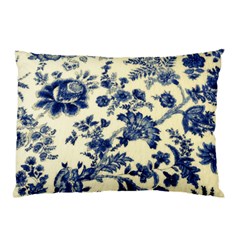 Vintage Blue Drawings On Fabric Pillow Case